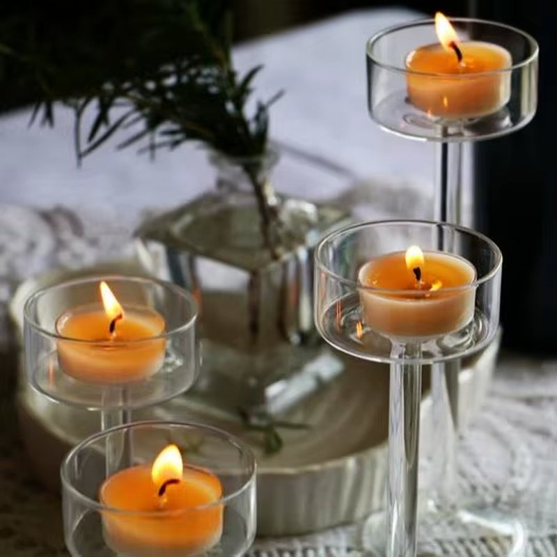 Glass Candle Holders Set Tealight Candle Holder Home Decor Wedding Table Centerpieces Crystal Holder Dinner Table Setting