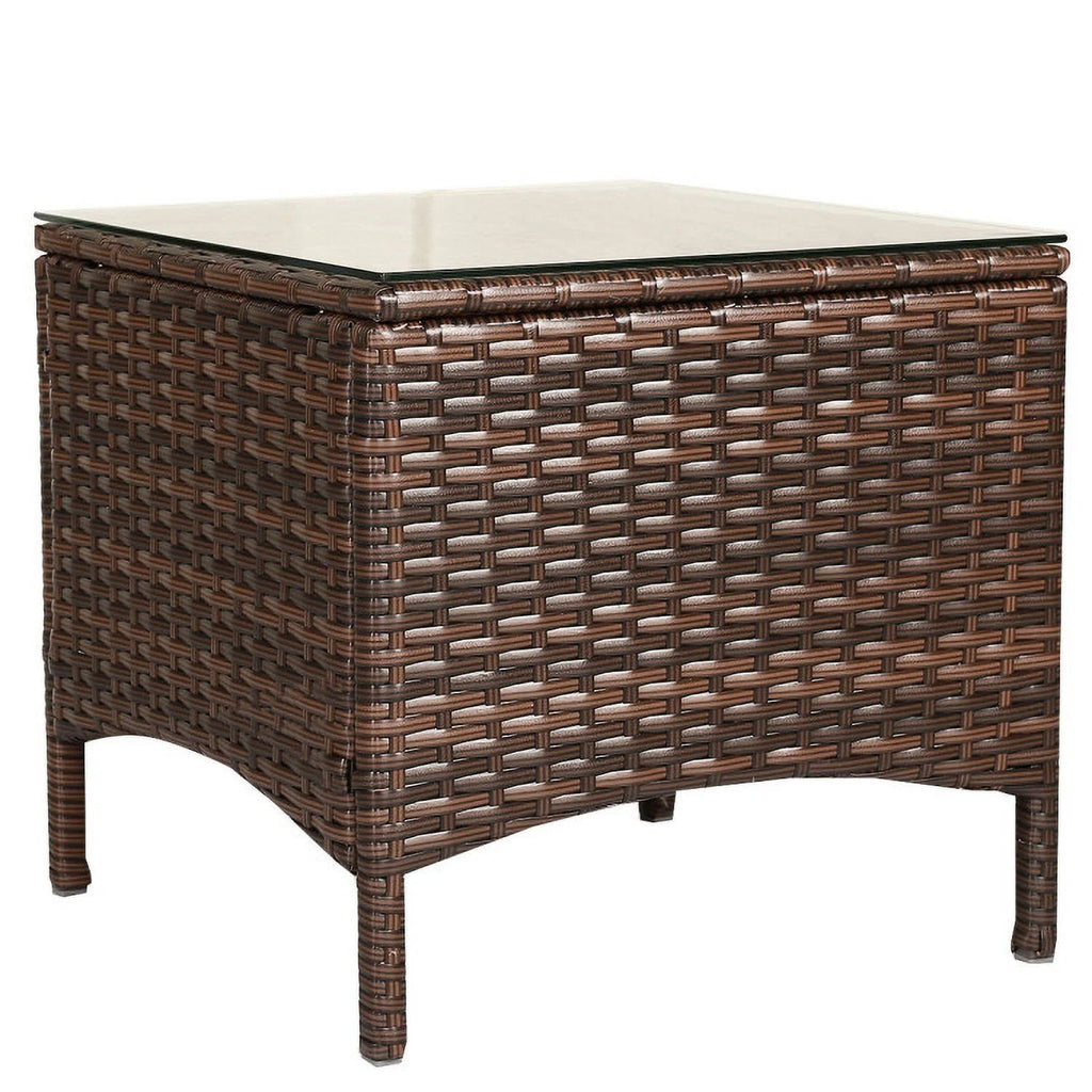 5 Pieces Patio Rattan Sofa Ottoman Furniture Set with Cushions, Patio Seating Conversation Set, Modern Patio Sofa Sectional All Weather Proof for Patio Back Deck