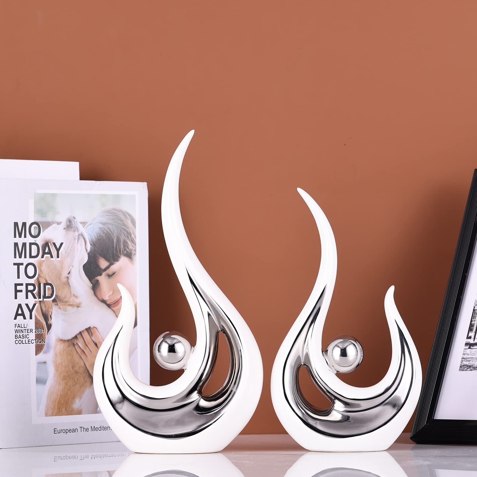 XMGZQ White Modern Decor, White and Silver Living Room Decor,Home Decor Accen...