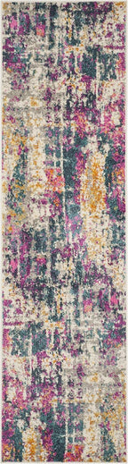 Madison Collection Runner Rug - 2'3" X 6', Ivory & Blue, Modern Boho Abstract Design, Non-Shedding & Easy Care, Ideal for High Traffic Areas in Living Room, Bedroom (MAD143B)