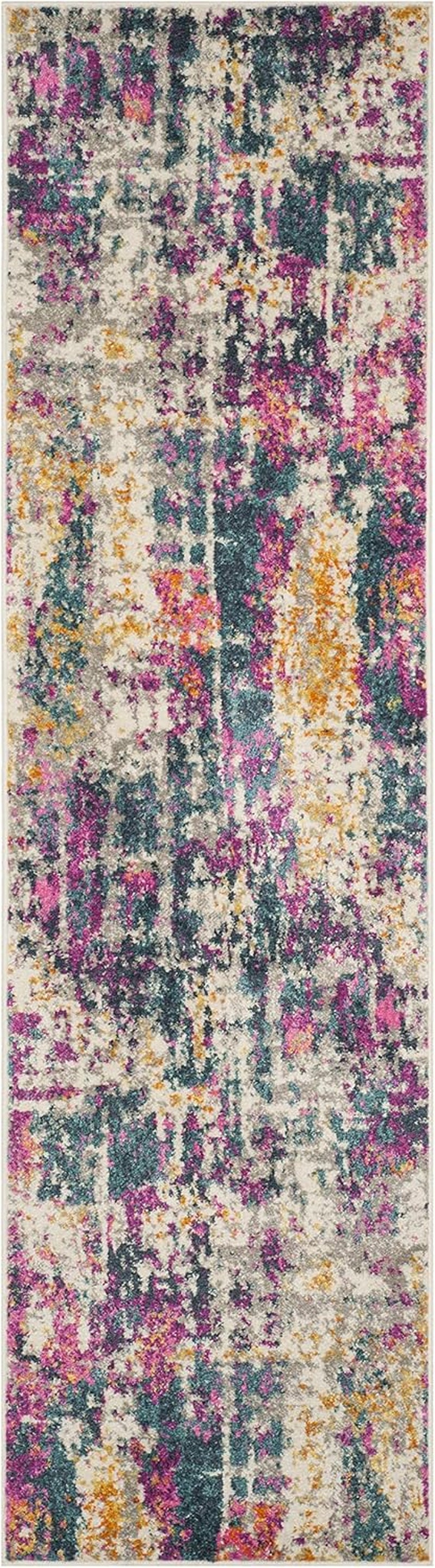 Madison Collection Runner Rug - 2'3" X 6', Ivory & Blue, Modern Boho Abstract Design, Non-Shedding & Easy Care, Ideal for High Traffic Areas in Living Room, Bedroom (MAD143B)