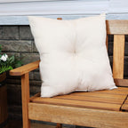 Tufted Indoor and Outdoor Decorative Throw Pillows - 19-Inch Square Patio Cushions Set of 2 - Weather-Resistant Polyester - Beige