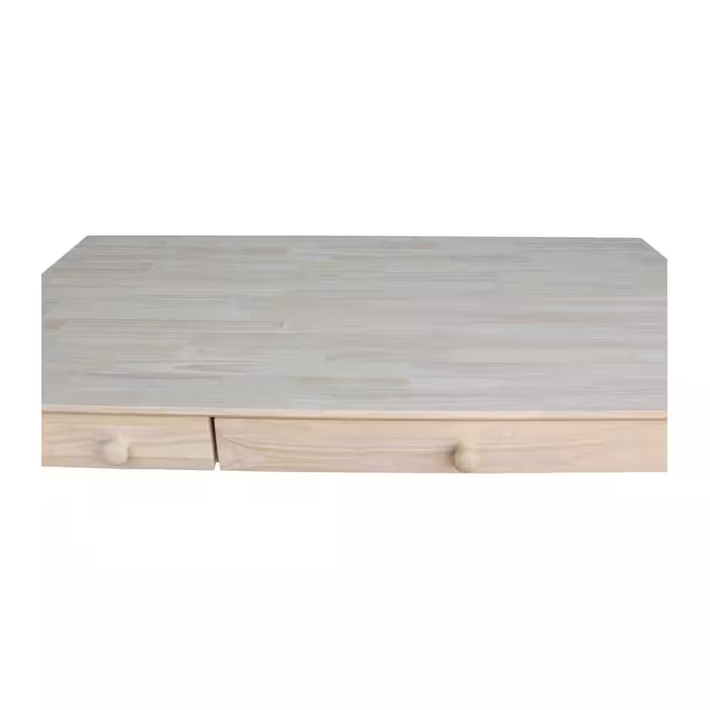 48 In. Rectangular Unfinished 2 Drawer Writing Desk with Solid Wood Material