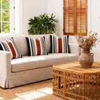 Farmhouse Throw Pillow Covers -Decorative Faux Leather Pillow Cases for Couch Sofa Livingroom Tribal Stripe Accent Cushion Cover 18X18 Inch (2, 18''X18'')