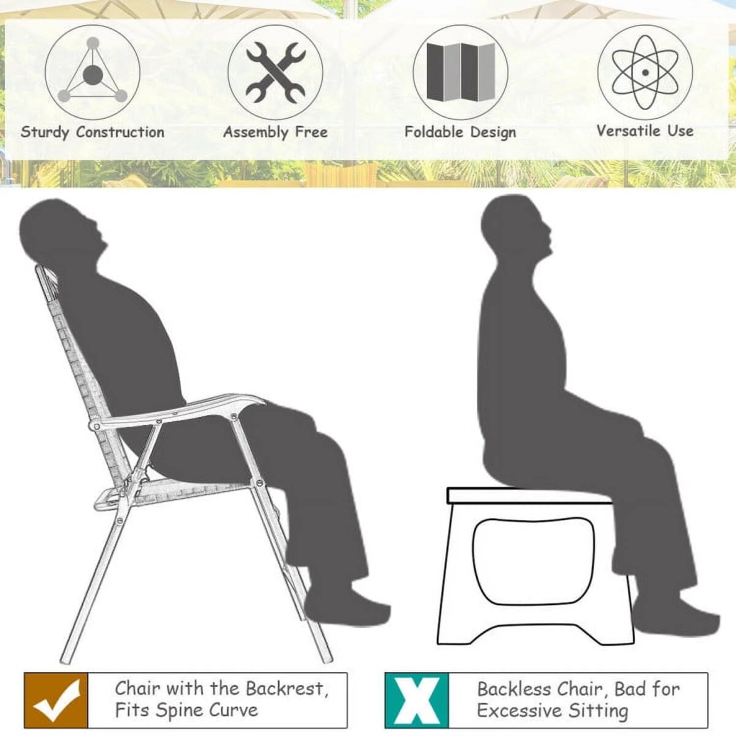 Patio Dining Set with Patio Folding Chairs and Table, Outdoor Patio Furniture Set