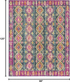 Area Rug 8X10 - Madison Collection - Large - Fuchsia & Blue, Boho Chic Distressed Design, Non-Shedding & Easy Cleaning, Ideal for Living Room, Bedroom, Office, Dining Space (MAD129F)