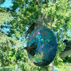 Bird Feeder, round Squirrel-Proof Wild Bird Feeder, Fly-Through Hanging Glass Design, Large Wreath-Shaped Bird Feeder, Mosaic Patterns for Outdoor Gardens and Yards Decoration, Blue Circle