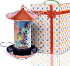 Mosaic Solar Wild Bird Feeder, Waterproof Lantern Shape with S-Hook & 4 LED Lights, Garden Decor for Lawn, Patio, Balcony, Yard Ornament - Unique Gifts for Mom, Women, Grandma, Bird Lovers