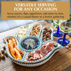 Ceramic Serving and Dipping Set - Handmade Boho Turquoise Hamsa