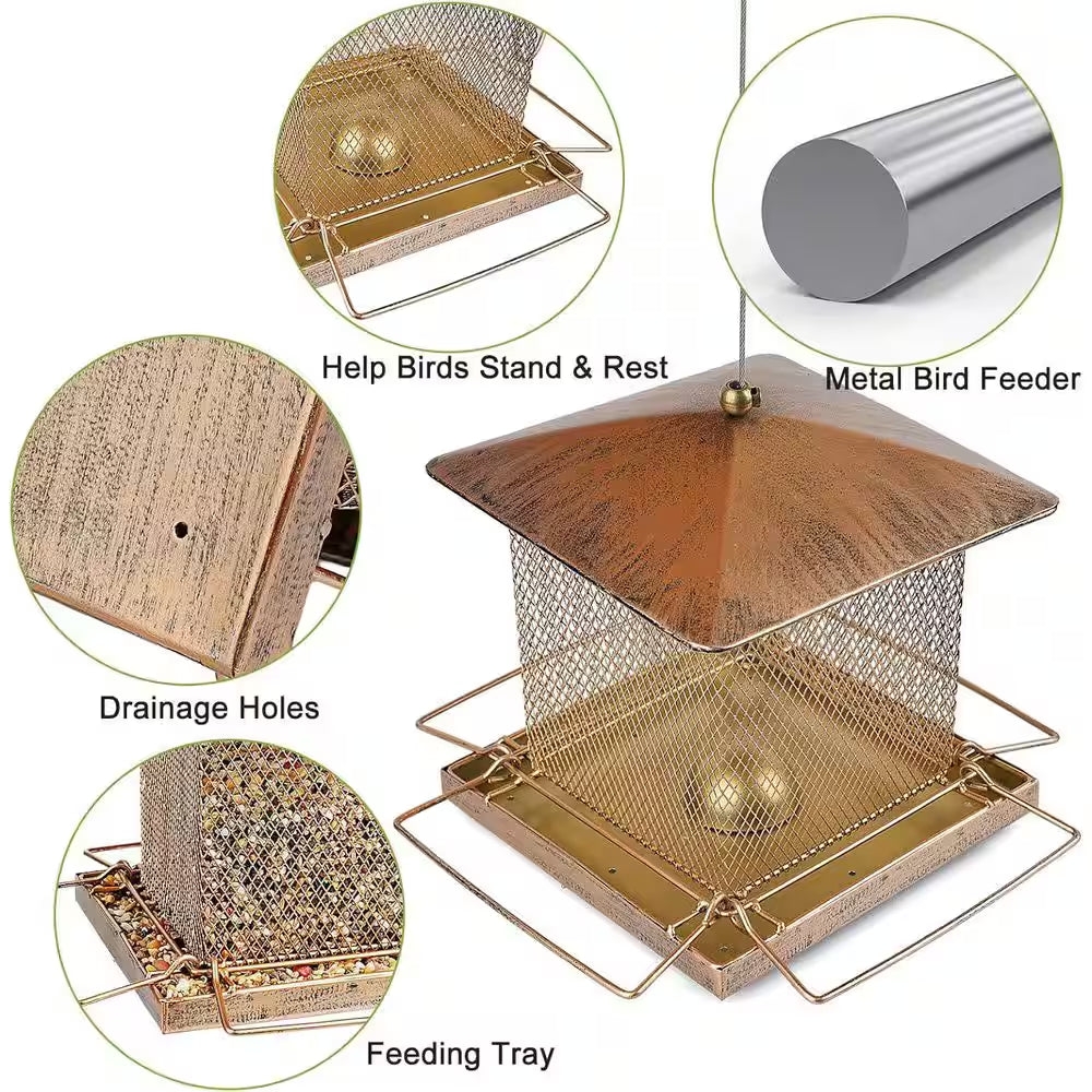 Heavy Duty Metal Bird Feeders for Outdoor Hanging, 3. 5LB Large Capacity Wild Bird Feeder