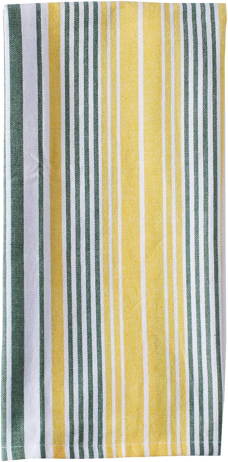 Lemon Yellow Printed Cotton Kitchen Towel Set - Absorbent Multi Purpose Kitchen Linen - 4 Drying Dish Hand Towels 20X28