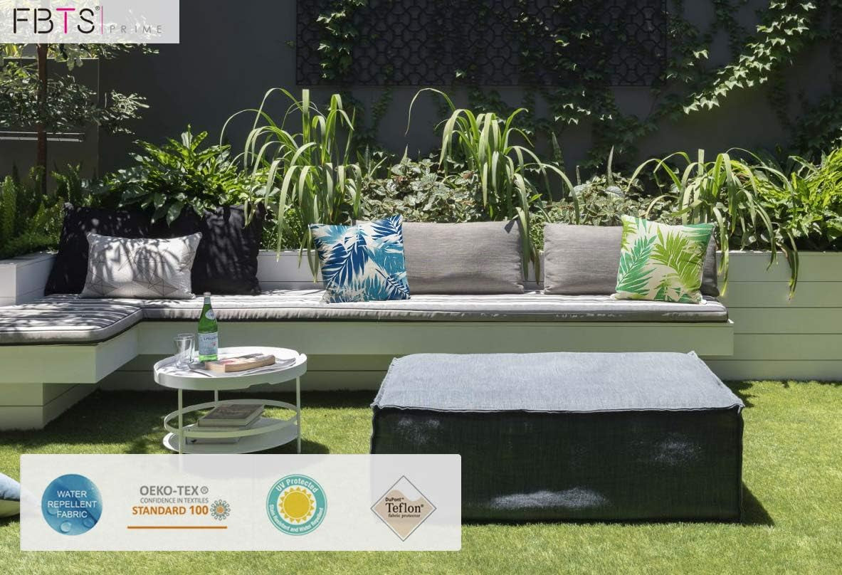 Pack of 2 Outdoor Waterproof Decorative Throw Pillows with Inserts for Patio Furniture, 18X18 Inch Fade Resistant Patio Garden Cushions for Couch Bed Sofa, Leaves Green