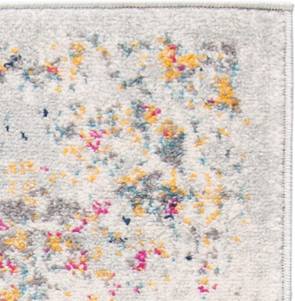 Madison Collection Runner Rug - 2'3" X 14', Grey & Gold, Boho Chic Distressed Design, Non-Shedding & Easy Care, Ideal for High Traffic Areas in Living Room, Bedroom (MAD611F)