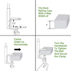 Deck Bird Feeder Pole, 42 Inches, Multiple Hooks, Adjustable, Detachable, Heavy Duty Steel, Stable, Black, Birdfeeders Porch for Deck Kit for outside Bird Feeders and Plant Hangers