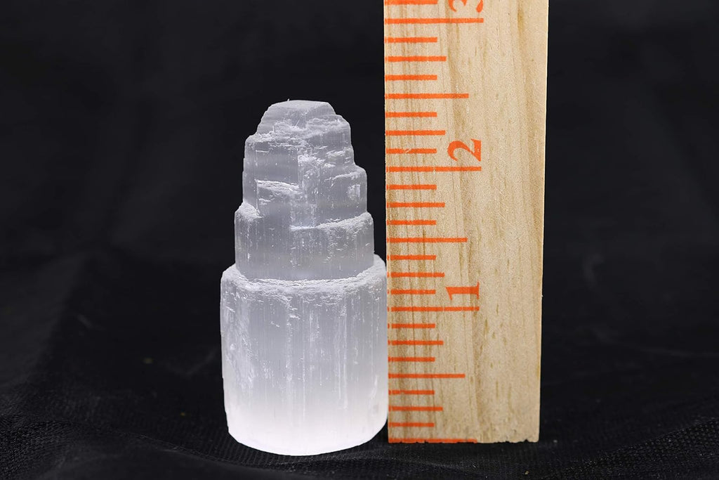Selenite Crystal Tower for Reiki, Healing, and Energy Charging | Made in Morocco | Selenite Iceberg Charging Towers Crystal Skyscraper (2 Inch)