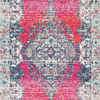 Evoke Collection Runner Rug - 2'2" X 7', Fuchsia & Navy, Oriental Medallion Distressed Design, Non-Shedding & Easy Care, Ideal for High Traffic Areas in Living Room, Bedroom (EVK250R)