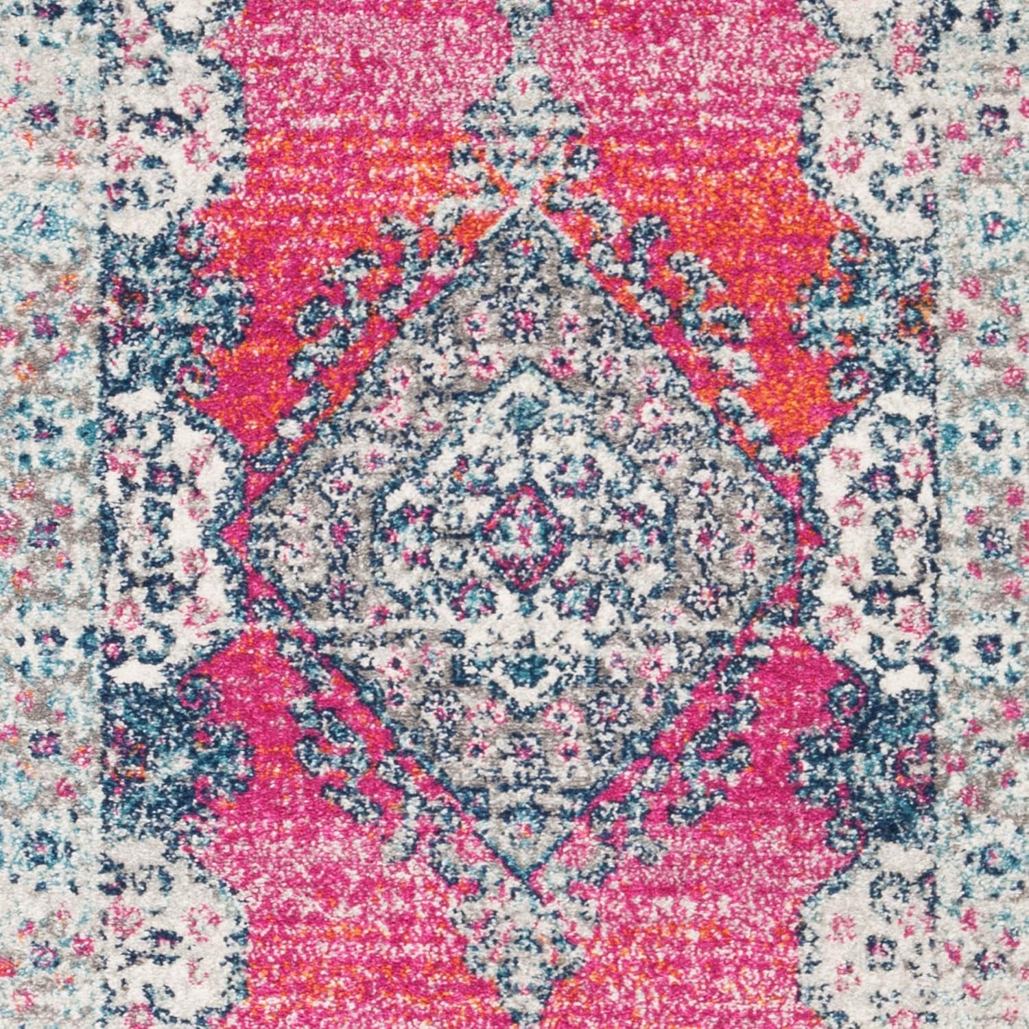 Evoke Collection Runner Rug - 2'2" X 7', Fuchsia & Navy, Oriental Medallion Distressed Design, Non-Shedding & Easy Care, Ideal for High Traffic Areas in Living Room, Bedroom (EVK250R)