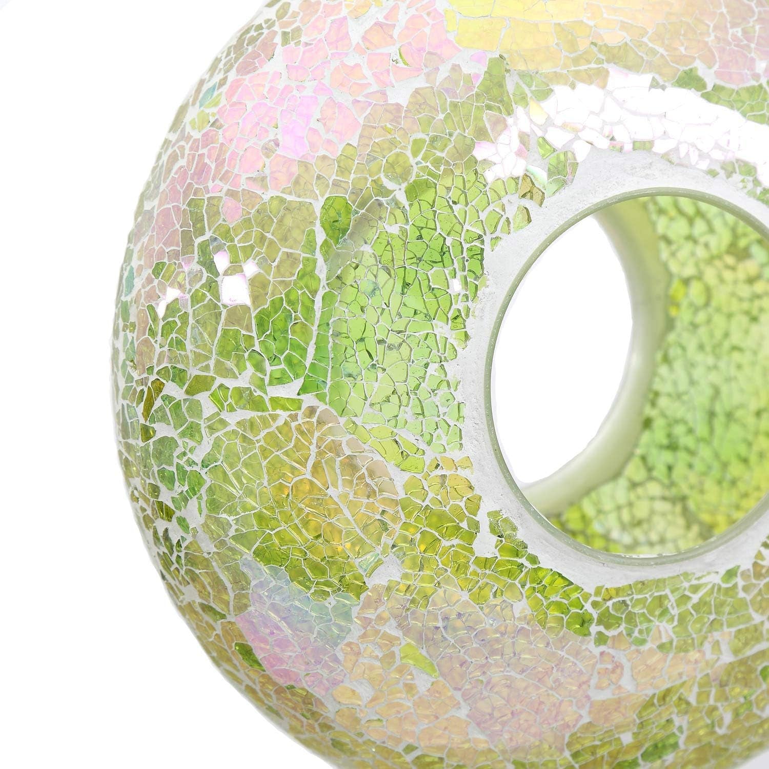 Bird Feeder, round Squirrel-Proof Wild Bird Feeder, Fly-Through Hanging Glass Design, Large Wreath-Shaped Bird Feeder, Mosaic Patterns for Outdoor Gardens and Yards Decoration, Green