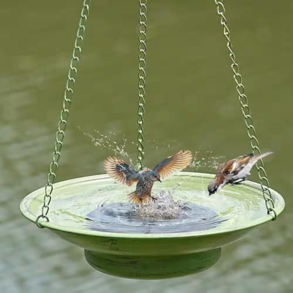 30In H 12.4In W Black Metal Solar Bird Bath Fountain with Bubbler for Outdoor Garden Patio Decor Hanging Bird Bath Bowl