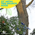 Metal Tree Branch Hook, 23 Inch Long, Black, 3-Pack, Premium Extra Thick 1/5 Inch Diameter Rust Resistant Steel S-Hooks for Bird Feeders and Baths and More - Outdoor or Indoor Use