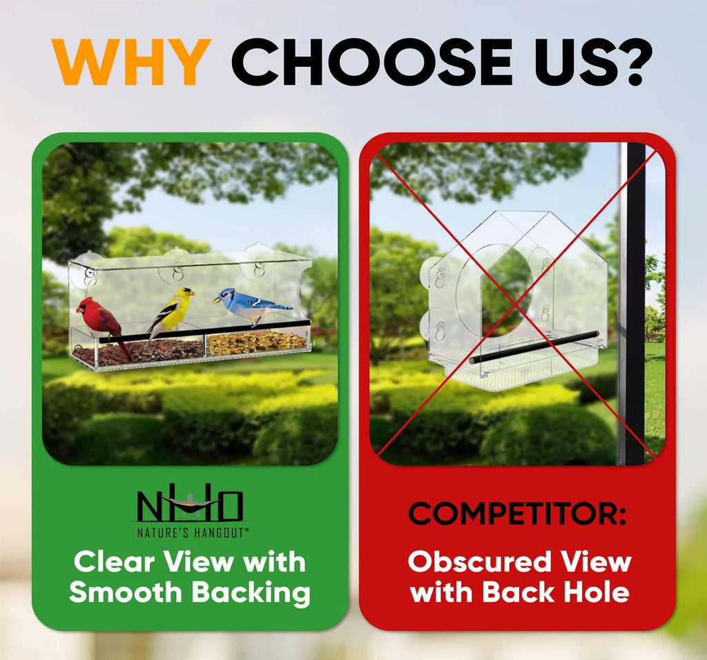 Nature’S Hangout Clear Suction Cup Window Bird Feeder for Wild Birds