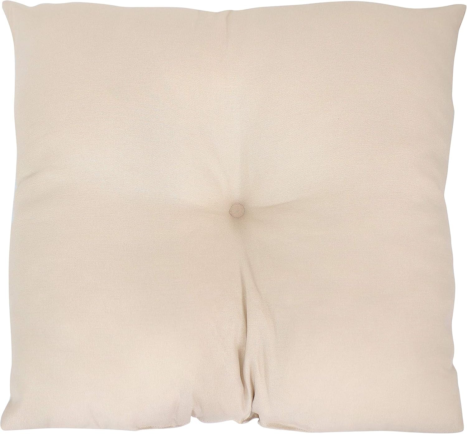 Tufted Indoor and Outdoor Decorative Throw Pillows - 19-Inch Square Patio Cushions Set of 2 - Weather-Resistant Polyester - Beige