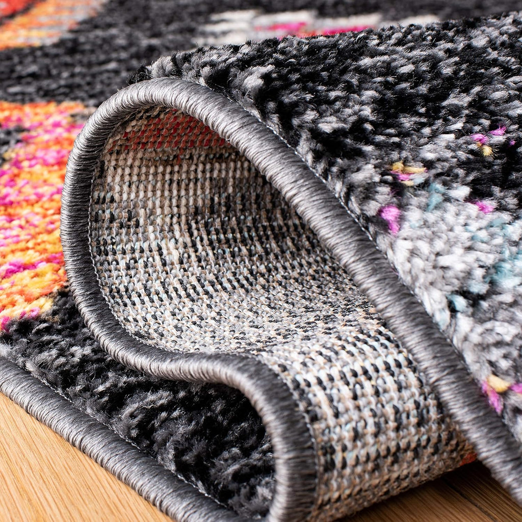 Adirondack Collection Area Rug - 6' X 9', Black & Red, Boho Tribal Design, Non-Shedding & Easy Care, Ideal for High Traffic Areas in Living Room, Bedroom (ADR245Z)