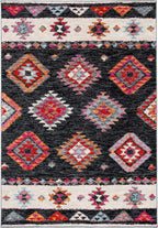 Adirondack Collection Area Rug - 6' X 9', Black & Red, Boho Tribal Design, Non-Shedding & Easy Care, Ideal for High Traffic Areas in Living Room, Bedroom (ADR245Z)
