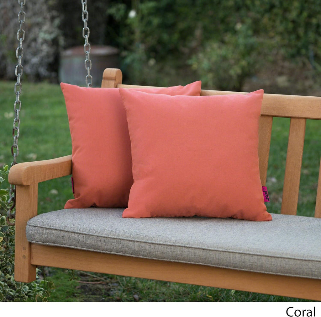 Coronado Outdoor Water Resistant Square Throw Pillows, 2-Pcs Set, Coral