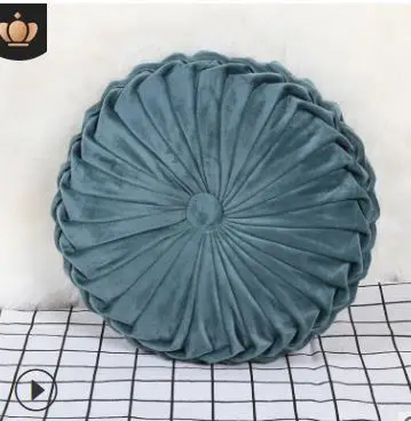 Velvet Pleated round Pumpkin Throw Pillow for Couch Floor Home Decor Cushion Coussin Home Decor Sofa Chair Bed Car Cojin 33Cm