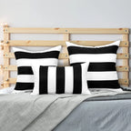 2 Pack Black and White Striped Throw Pillow Covers 18 X 18 Inch Outdoor Patio Pillows Cushion Cover Waterproof Pillow Cases for Couch Pillows Sofa