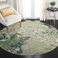 Madison Collection Area Rug - 5' Round, Green & Ivory, Modern Abstract Design, Non-Shedding & Easy Care, Ideal for High Traffic Areas in Living Room, Bedroom (MAD499Y)