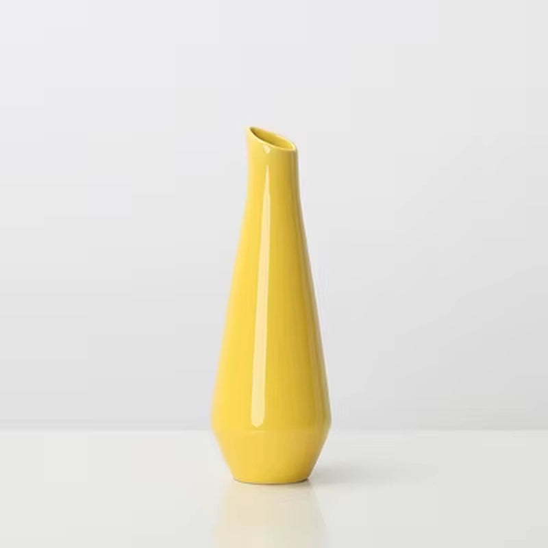 Yellow Porcelain Vase for Wedding Room Decor, Jardiniere, Dining Table Furnishings, Flower Plant Stand, Fashion