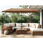 13 FT Patio Umbrella, Patio Umbrellas Double-Sided Twin Outdoor Market Umbrellas with Crank, Outdoor Patio Umbrella