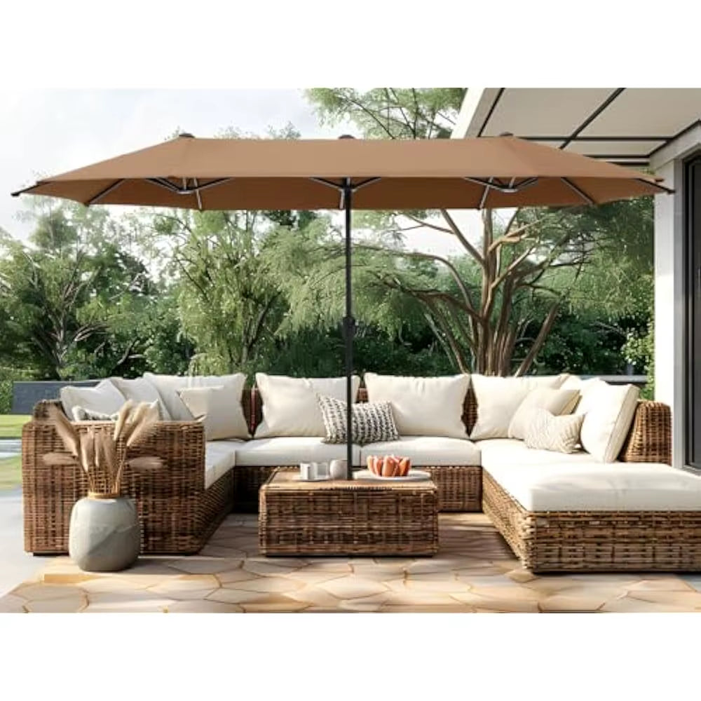 13 FT Patio Umbrella, Patio Umbrellas Double-Sided Twin Outdoor Market Umbrellas with Crank, Outdoor Patio Umbrella