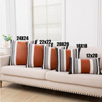 Farmhouse Throw Pillow Covers -Decorative Faux Leather Pillow Cases for Couch Sofa Livingroom Tribal Stripe Accent Cushion Cover 18X18 Inch (2, 18''X18'')