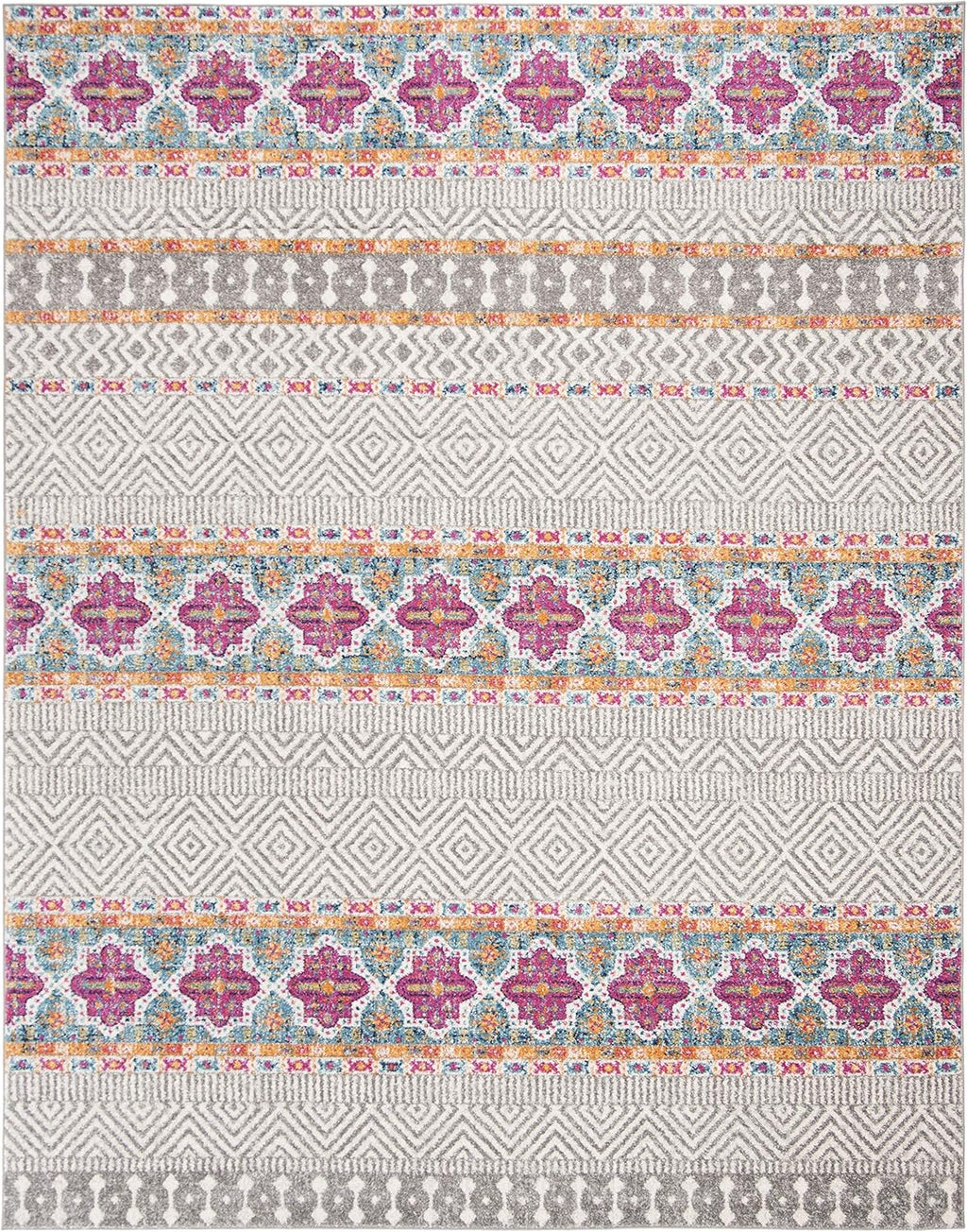 Madison Collection 9' X 12' Greyivory MAD797F Boho Chic Non-Shedding Living Room Bedroom Dining Home Office Area Rug