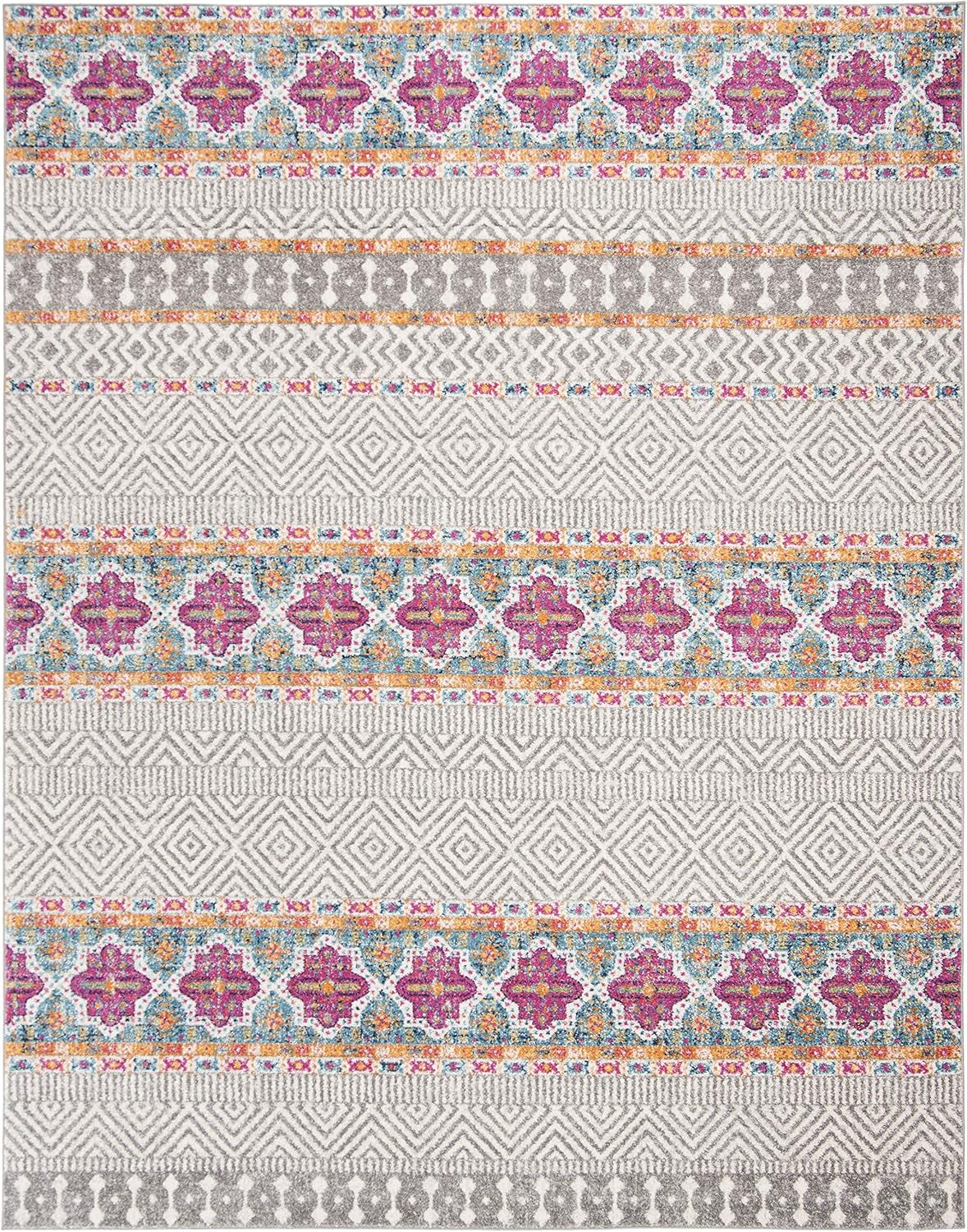 Madison Collection 9' X 12' Greyivory MAD797F Boho Chic Non-Shedding Living Room Bedroom Dining Home Office Area Rug
