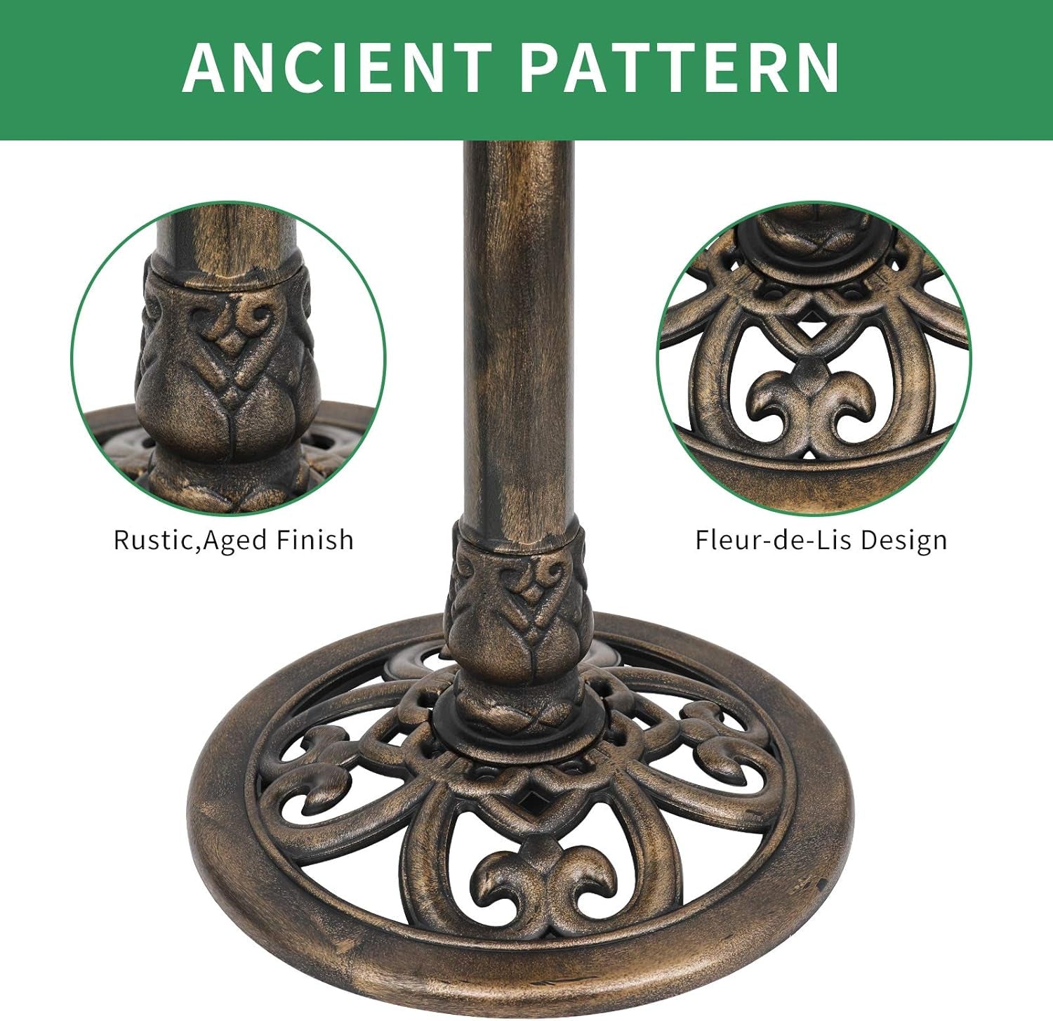 28 Inch Bird Bath for Outdoor with Bird Decoration Lightweight Garden Antique Birdbath Vintage Yard Statue Backyard Bird Bath