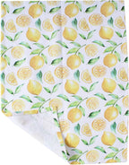 Lemon Yellow Printed Cotton Kitchen Towel Set - Absorbent Multi Purpose Kitchen Linen - 4 Drying Dish Hand Towels 20X28