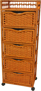 46" Natural Fiber Chest of Drawers on Wheels - Honey