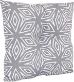 Tufted Indoor and Outdoor Decorative Throw Pillows - 19-Inch Square Patio Cushions Set of 2 - Weather-Resistant Polyester - Gray Geometric