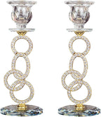 Clear K9 Crystal Taper Candle Holders, Candle Holder for Taper Candle,Taper Candlestick Holders for Coffee Dining Table, Wedding,Christmas,Home Decoration, Set of 2