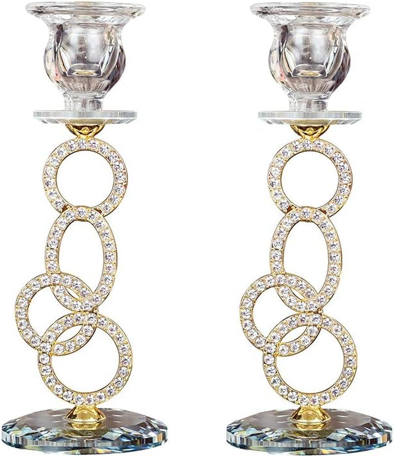 Clear K9 Crystal Taper Candle Holders, Candle Holder for Taper Candle,Taper Candlestick Holders for Coffee Dining Table, Wedding,Christmas,Home Decoration, Set of 2