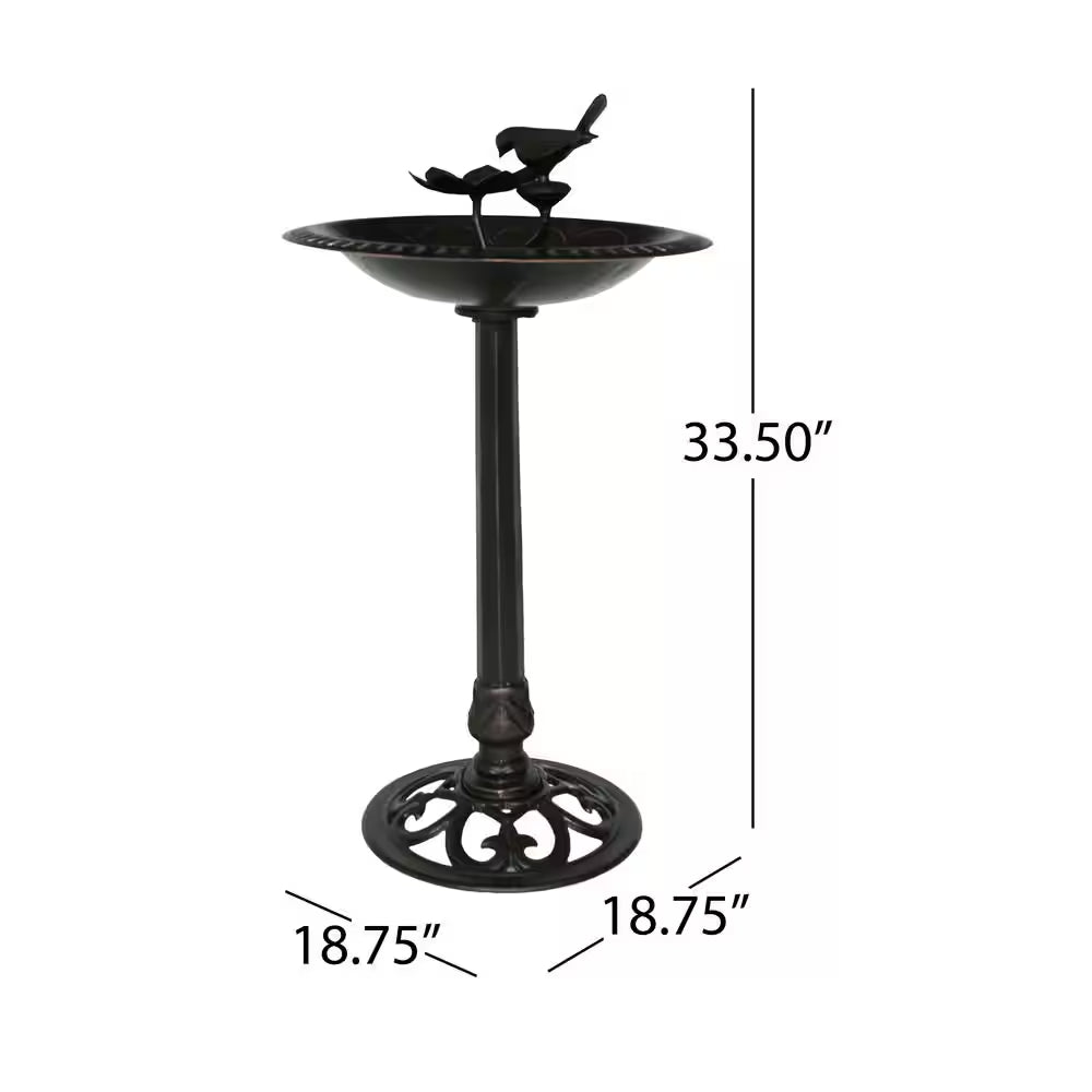 Fairmont Shiny Copper Aluminum and Iron Outdoor Patio Bird Bath