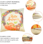 Thanksgiving Throw Pillow Covers - Pumpkin Pillow Covers, Fall Accent Pillows for Thanksgiving Decorations(18 X 18, 4 Designs, 4 Pack)