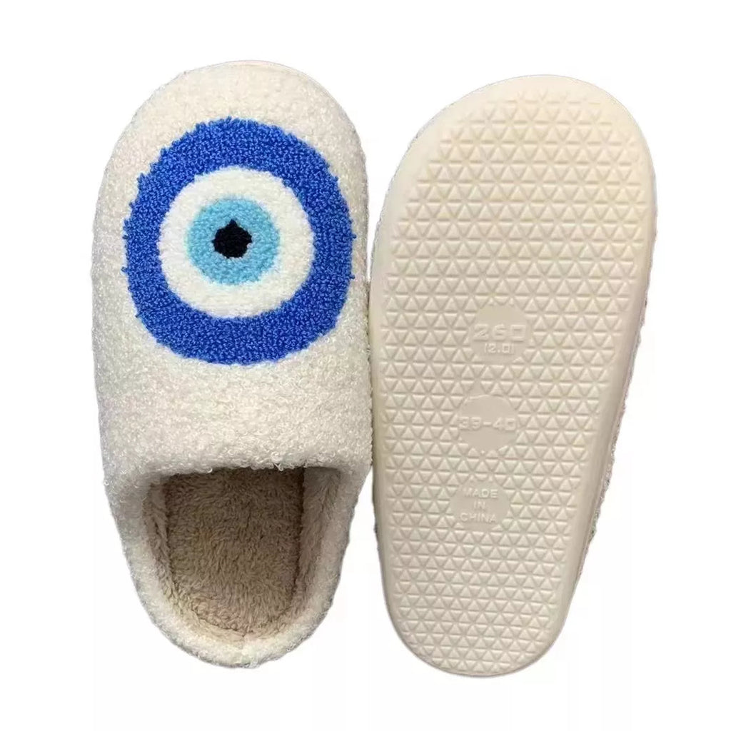 Slippers Womens Retro Evil Eye Hamsa 5-6 Blue