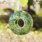 Bird Feeder, round Squirrel-Proof Wild Bird Feeder, Fly-Through Hanging Glass Design, Large Wreath-Shaped Bird Feeder, Mosaic Patterns for Outdoor Gardens and Yards Decoration, Green