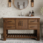 Telluride 60-In Distressed Pine Undermount Single Sink Bathroom Vanity with White Quartz Top