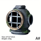 1Pc Resin Diving Helmet Wreck Aquarium Fish Tank Landscaping Creative Decoration Ornament through Rest Shelter for Tank